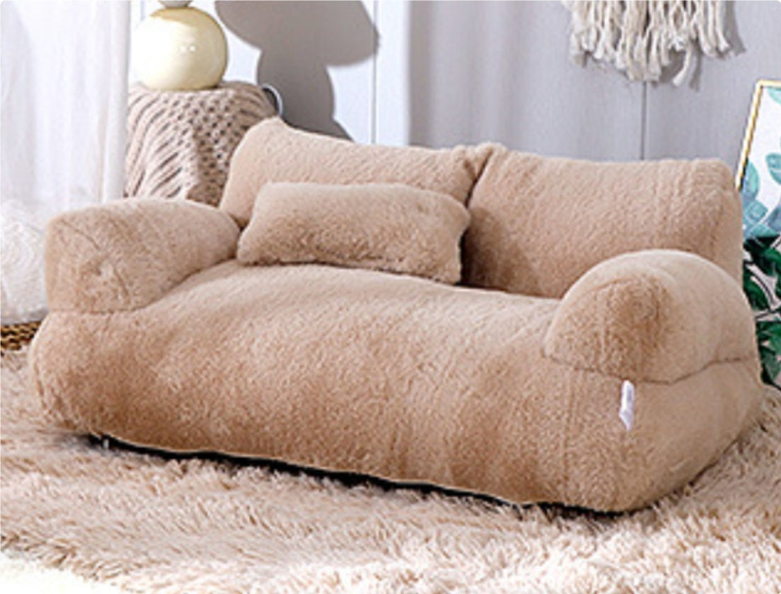 Luxury Plush Cat & Dog Sofa Bed โ Warm, Comfortable Winter Nest for Small to Medium Pets