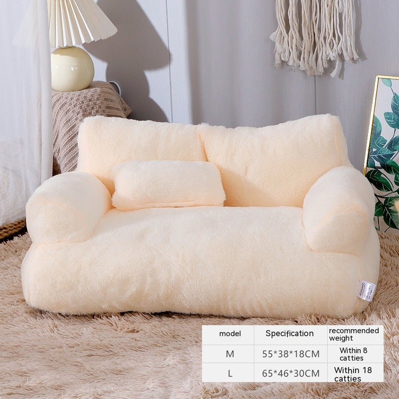 Luxury Plush Cat & Dog Sofa Bed โ Warm, Comfortable Winter Nest for Small to Medium Pets