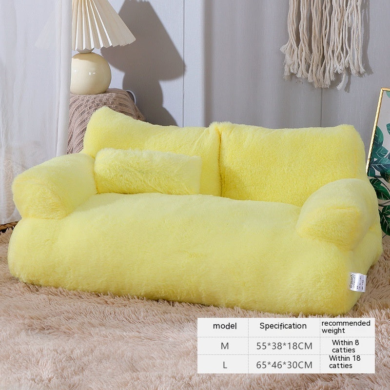 Luxury Plush Cat & Dog Sofa Bed โ Warm, Comfortable Winter Nest for Small to Medium Pets