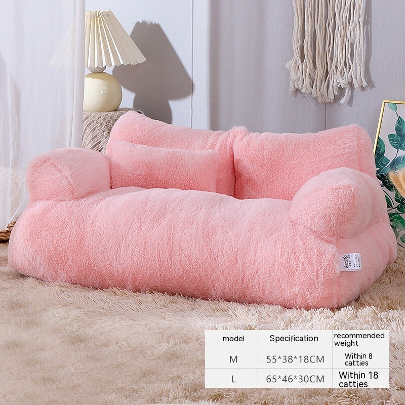 Luxury Plush Cat & Dog Sofa Bed โ Warm, Comfortable Winter Nest for Small to Medium Pets