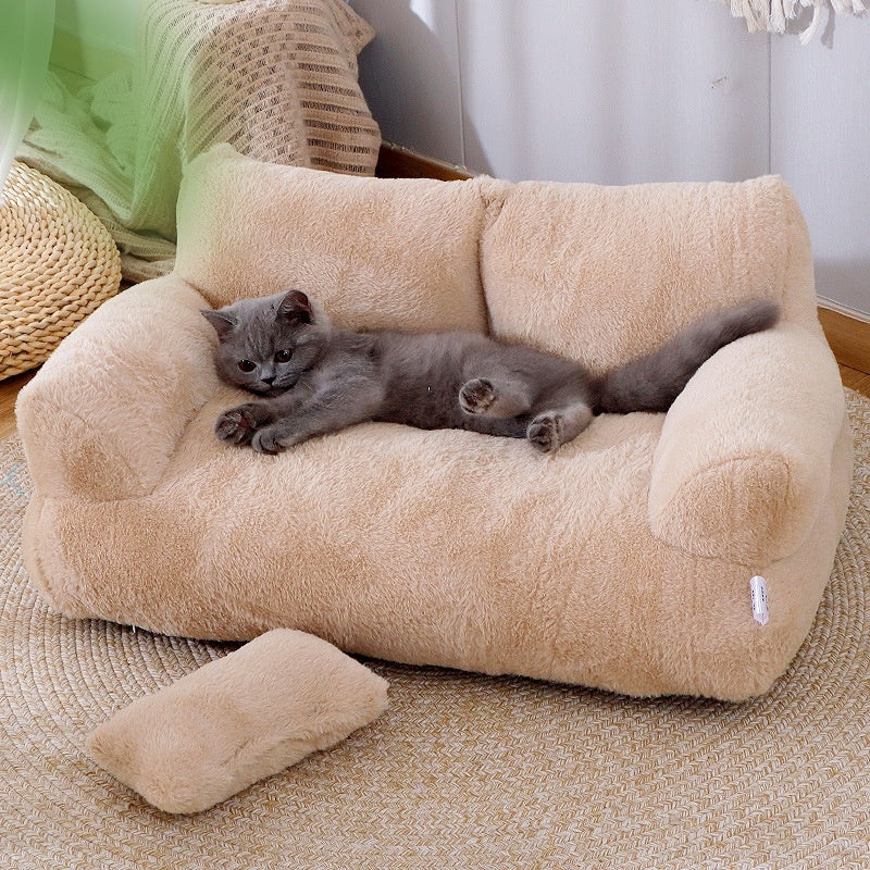 Luxury Plush Cat & Dog Sofa Bed โ Warm, Comfortable Winter Nest for Small to Medium Pets