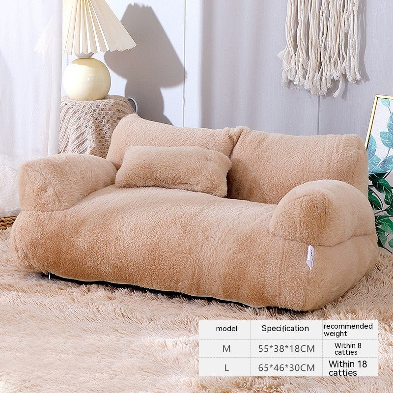 Luxury Plush Cat & Dog Sofa Bed โ Warm, Comfortable Winter Nest for Small to Medium Pets