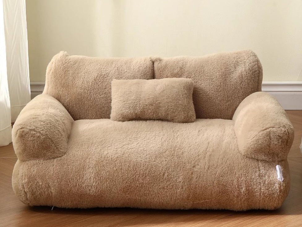 Luxury Plush Cat & Dog Sofa Bed โ Warm, Comfortable Winter Nest for Small to Medium Pets